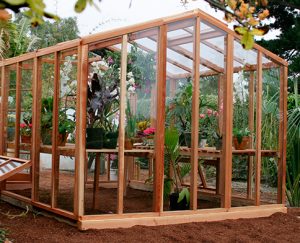 Our wooden greenhouse kits come with either glass or polycarbonate paneling.