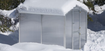 aluminum greenhouse in snow